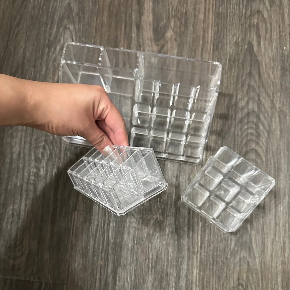 Set of 3 Clear Acrylic Makeup Organizers